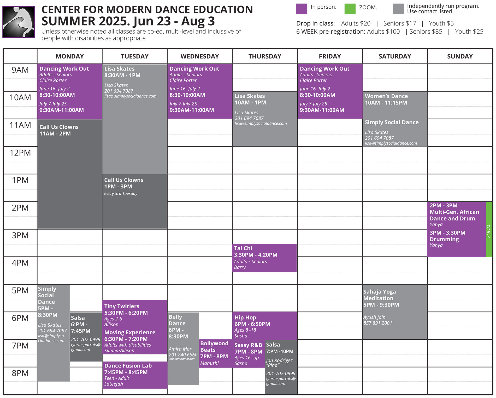 CMDE Summer Class Schedule