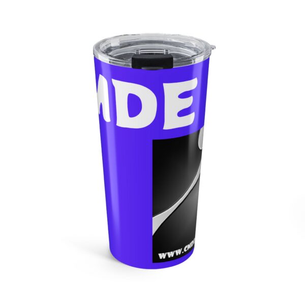 Made in Chrome Tumbler 20oz | Bold Purple Logo Travel Cup